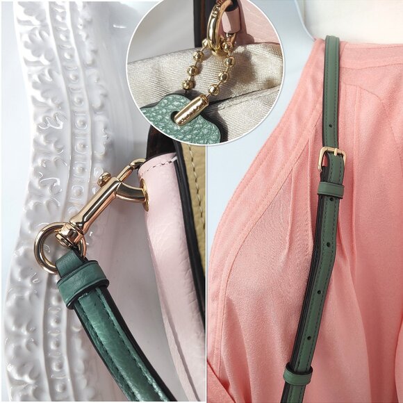 Coach Colorblock ELLEN Bag Small Leather Purse Pink Yellow Green Strap C2857 - Picture 13 of 16